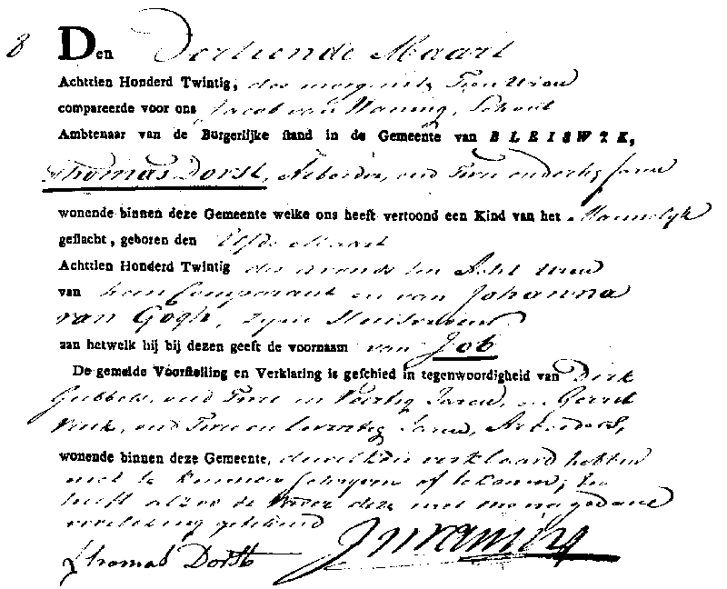 18200313 geb akte 8 Job zv T Dorst - J v Gogh